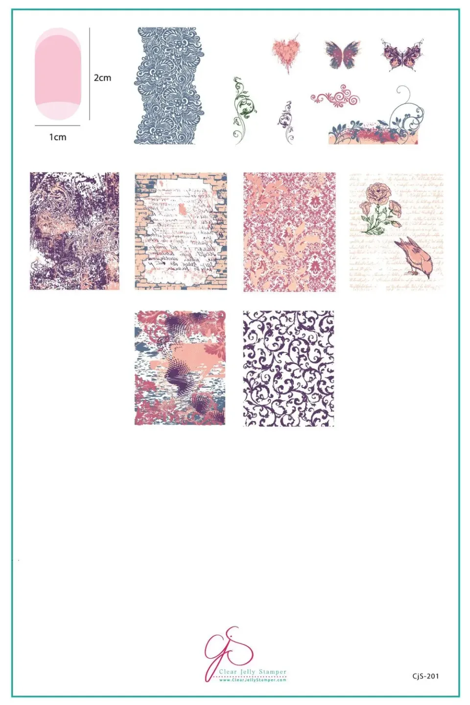 Clear Jelly Stamper Grunge Chic CjS-201 stampingplade blomster