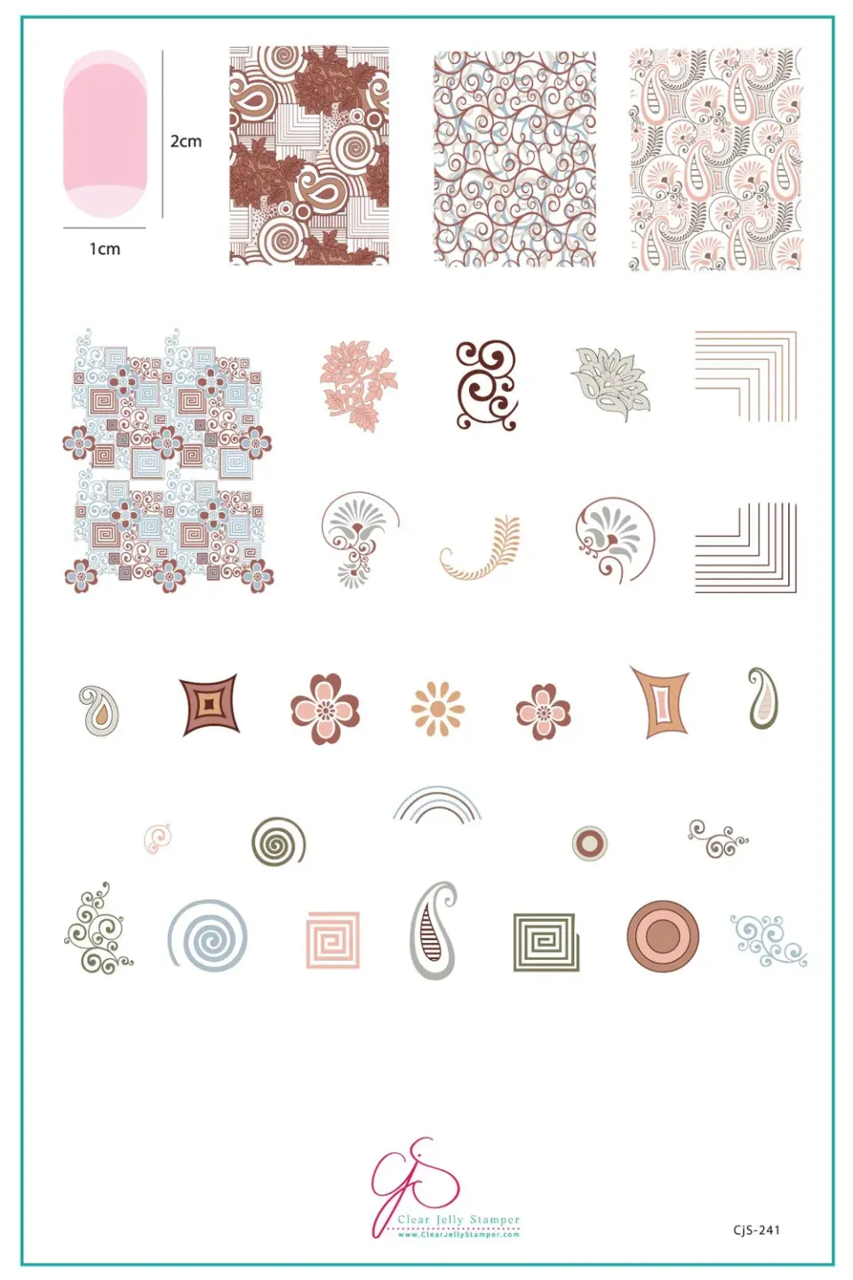 Clear Jelly Stamper CjS-241 Funky Floral stempelplade art deco