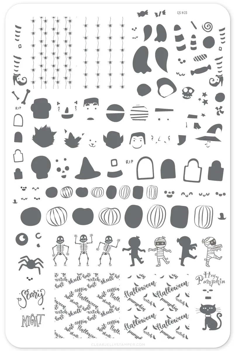 Clear Jelly Stamper CjSH-23 Dancing Skeletons stamping plade halloween