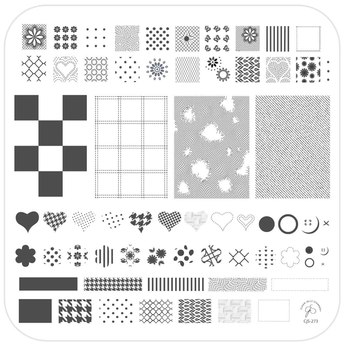 Clear Jelly Stamper CJS-273 Denim Patchwork stampingplade layered