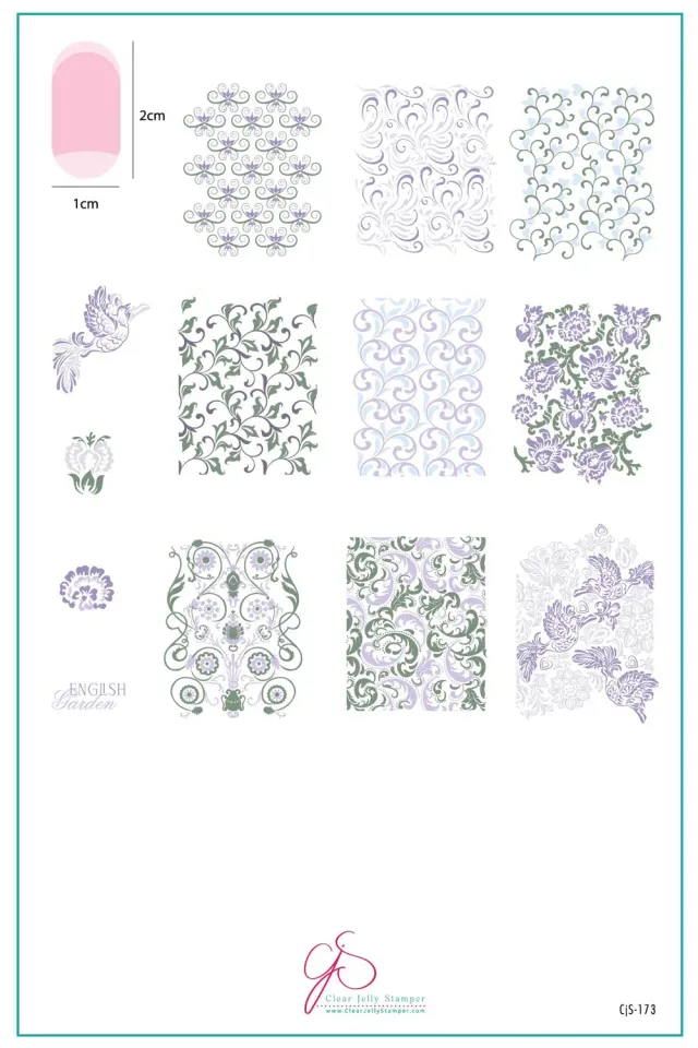 Clear Jelly Stamper English Garden Swirls CjS-173 stampingplade floral