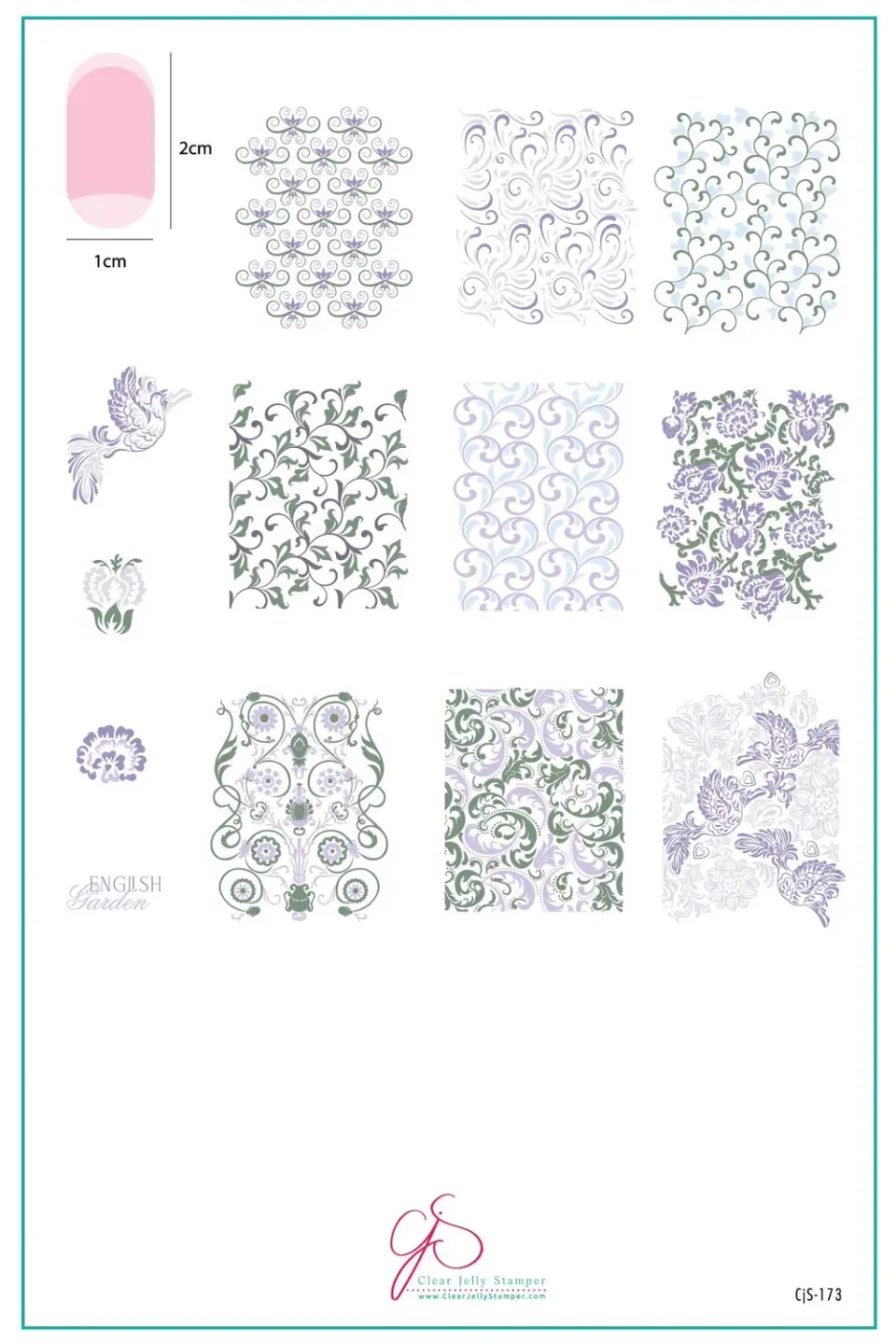 Clear Jelly Stamper English Garden Swirls CjS-173 stampingplade floral