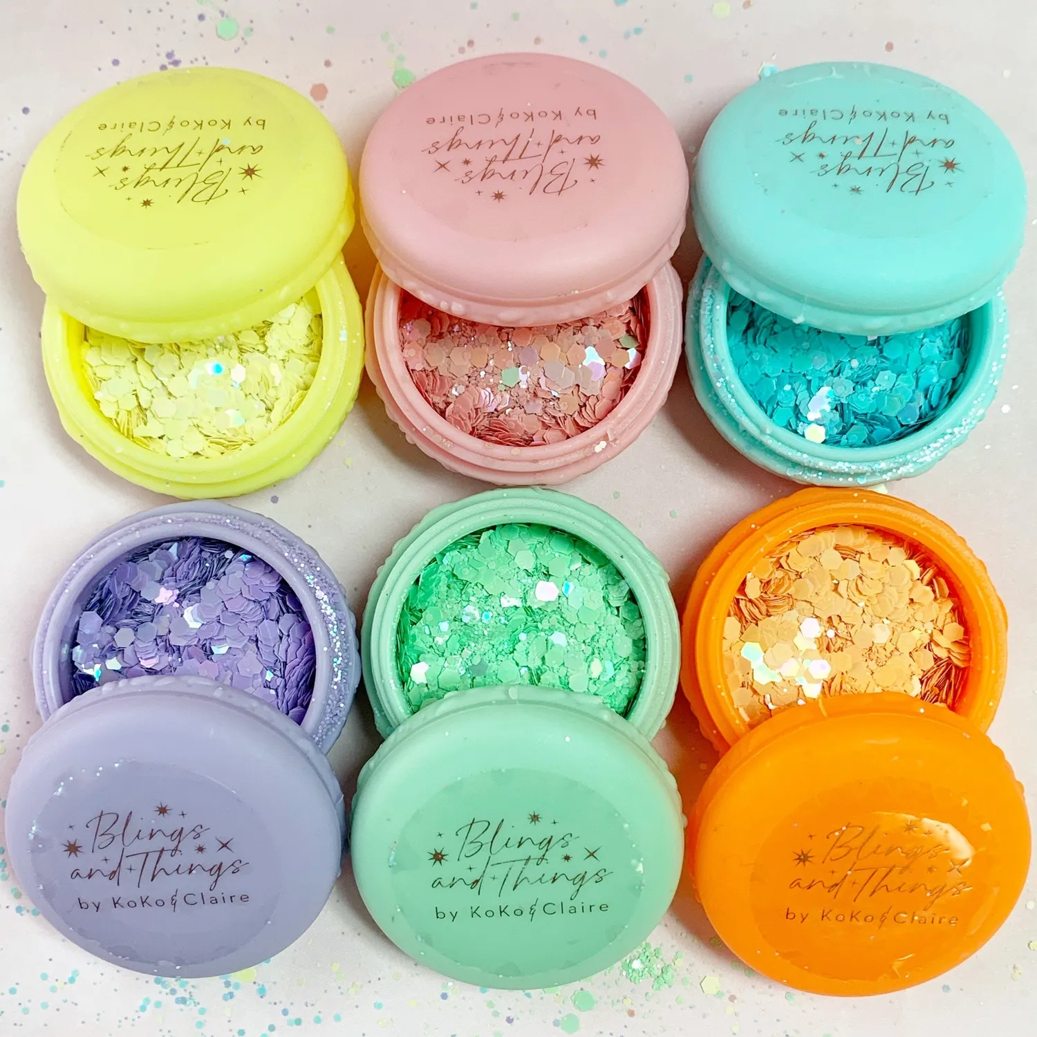 Clear Jelly Stamper Macaron glitter 6-pak cookie sprinkles pastel