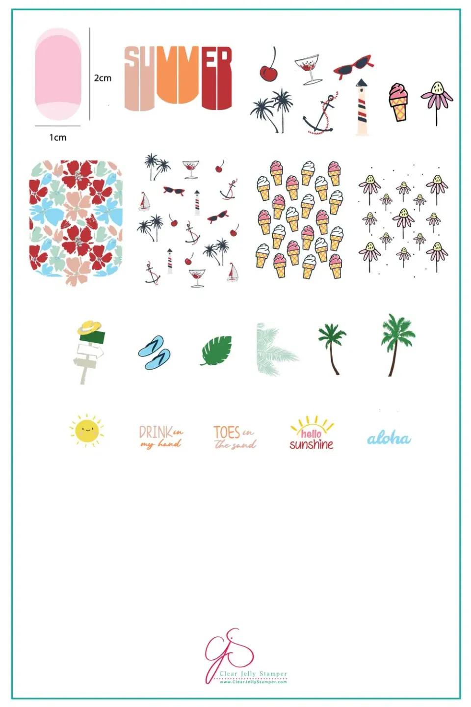 Clear Jelly Stamper CjS-160 Summer stampingplade sommer