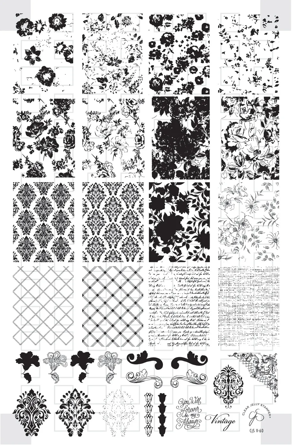 Clear Jelly Stamper CjSV-61 Romantic Impressions stempelplade stor