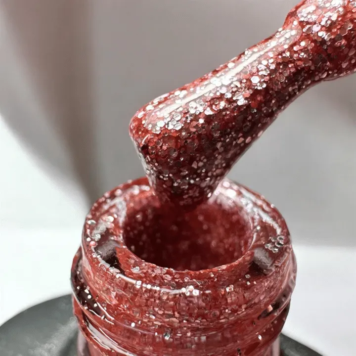 Mline Beauty 125 Rose Twinkle glitter gelé 15 ml dækkende