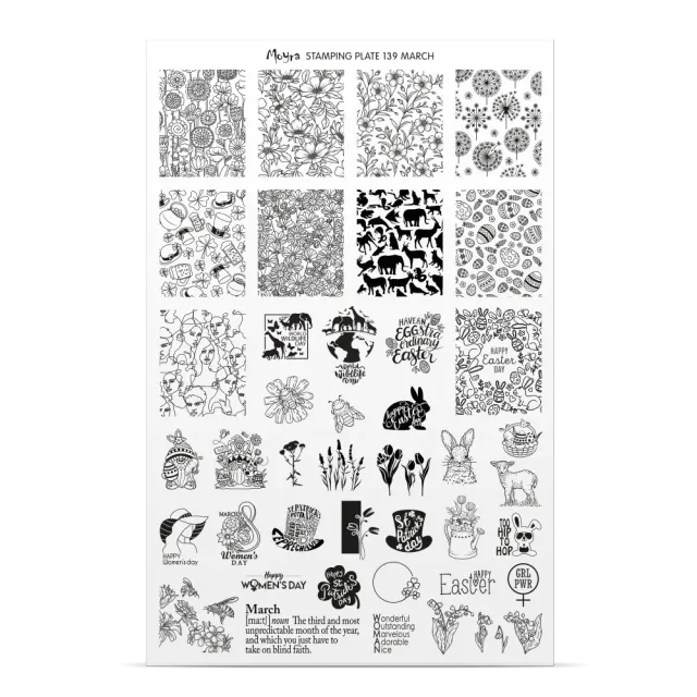 Moyra Try-on Plate Sheet stamping prøveark No.139
