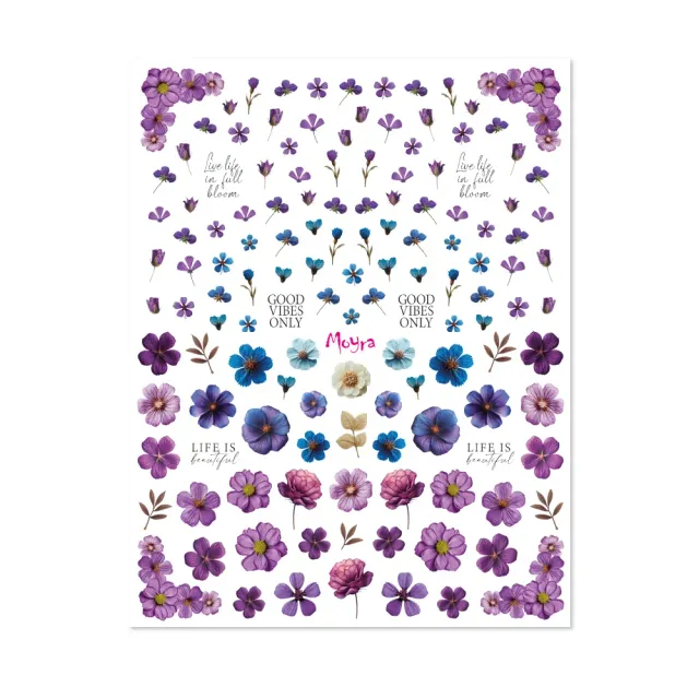 Moyra Watertransfer negleklistermærker 17 Dried Flowers Lilla