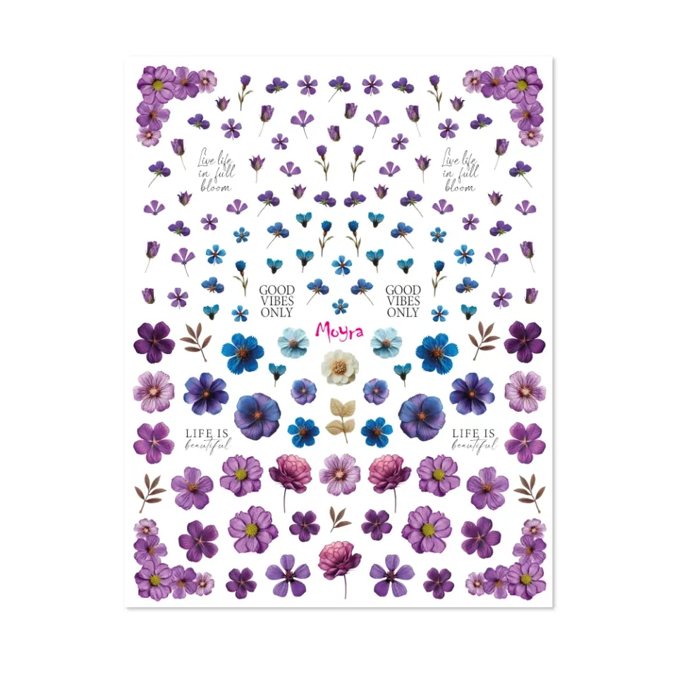 Moyra Watertransfer negleklistermærker 17 Dried Flowers Lilla