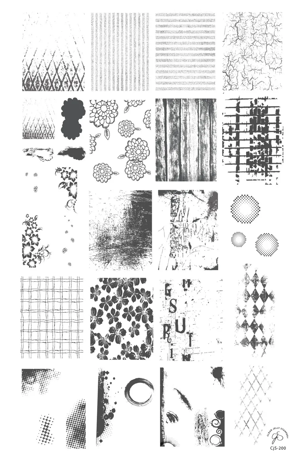 Clear Jelly Stamper CjS-200 Grunge Textures stampingplade