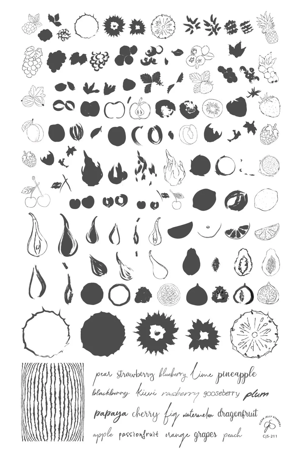 Clear Jelly Stamper CjS-211 Tropical Sensation stamping plade frugt