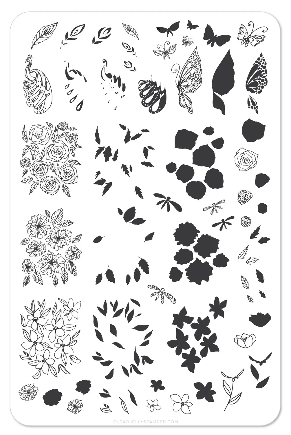 Clear Jelly Stamper CjS-37 Peacocks Garden stempelplade