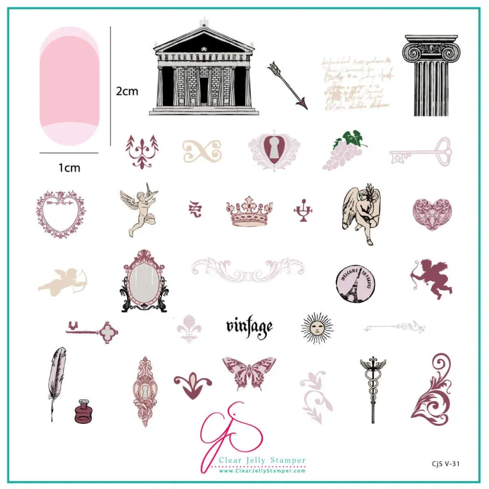 Clear Jelly Stamper CjSV-31 Romantic Cherub stempelplade 8x8cm