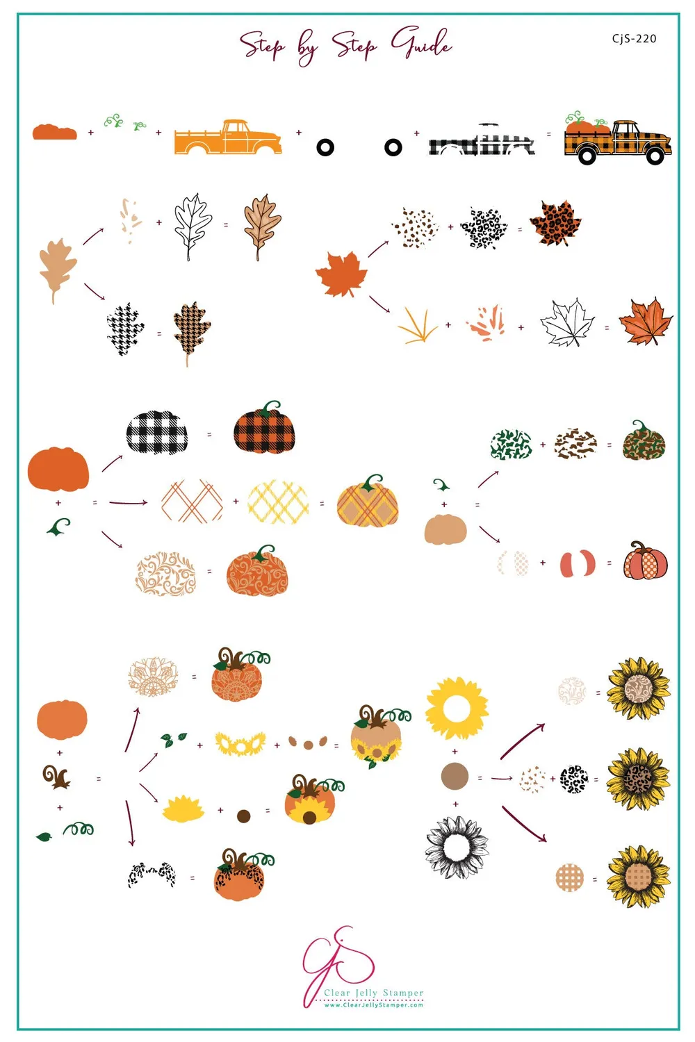 Clear Jelly Stamper Patterned Pumpkins CjS-220 stampingplade