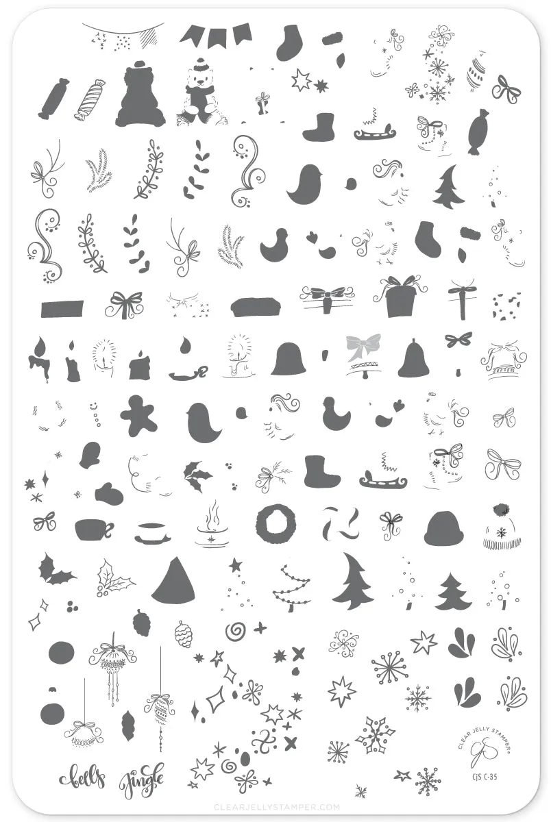 Clear Jelly Stamper Festive & Flirty C-35 stamping plade jul