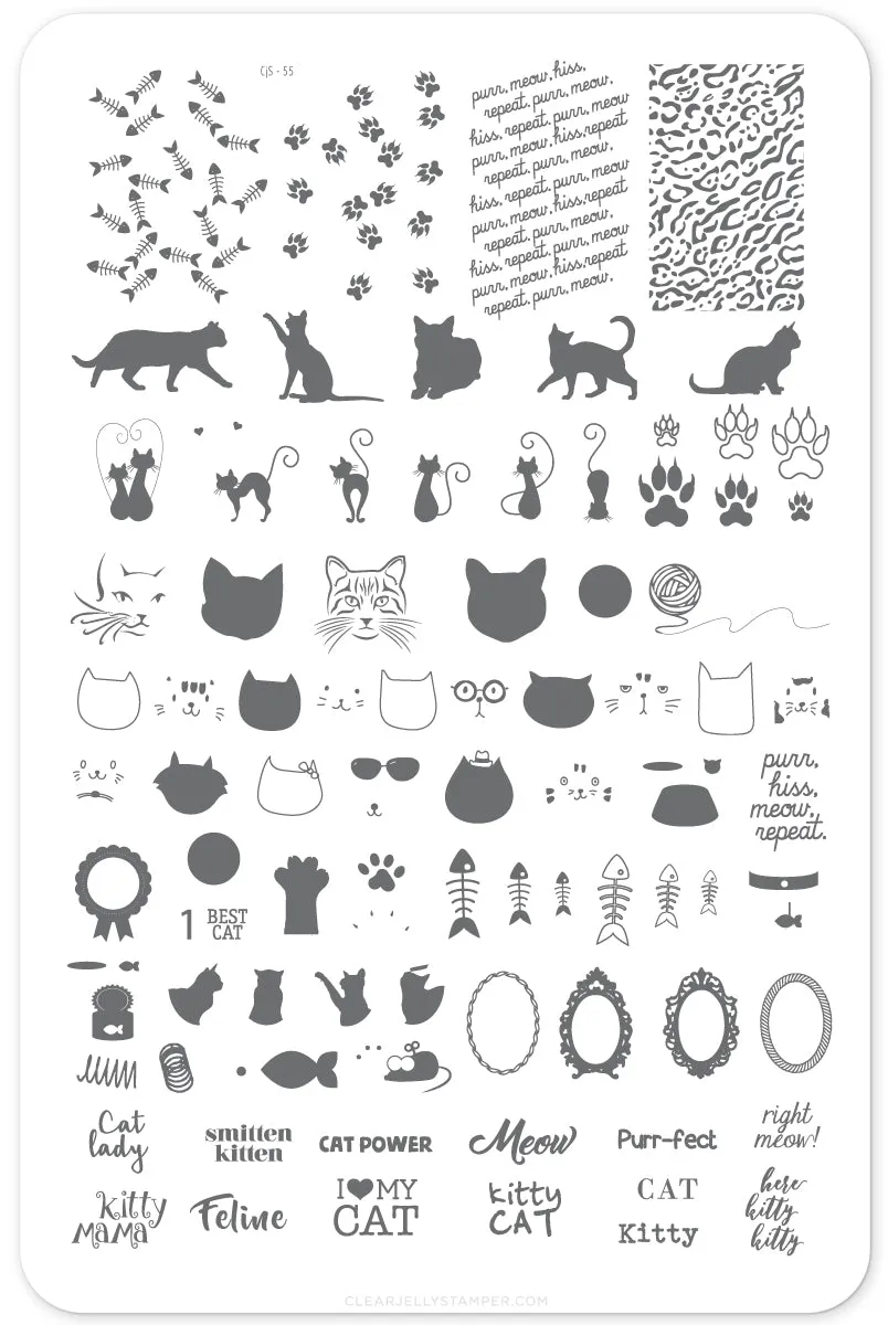 Clear Jelly Stamper CjS-55 Here Kitty Kitty stempelplade 14,5x9,5 cm