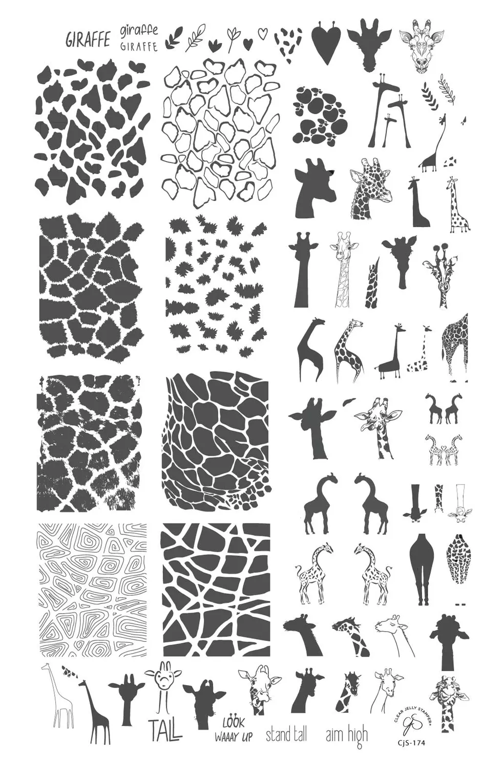 Clear Jelly Stamper CjS-174 Wild Giraffe stamping plate animal