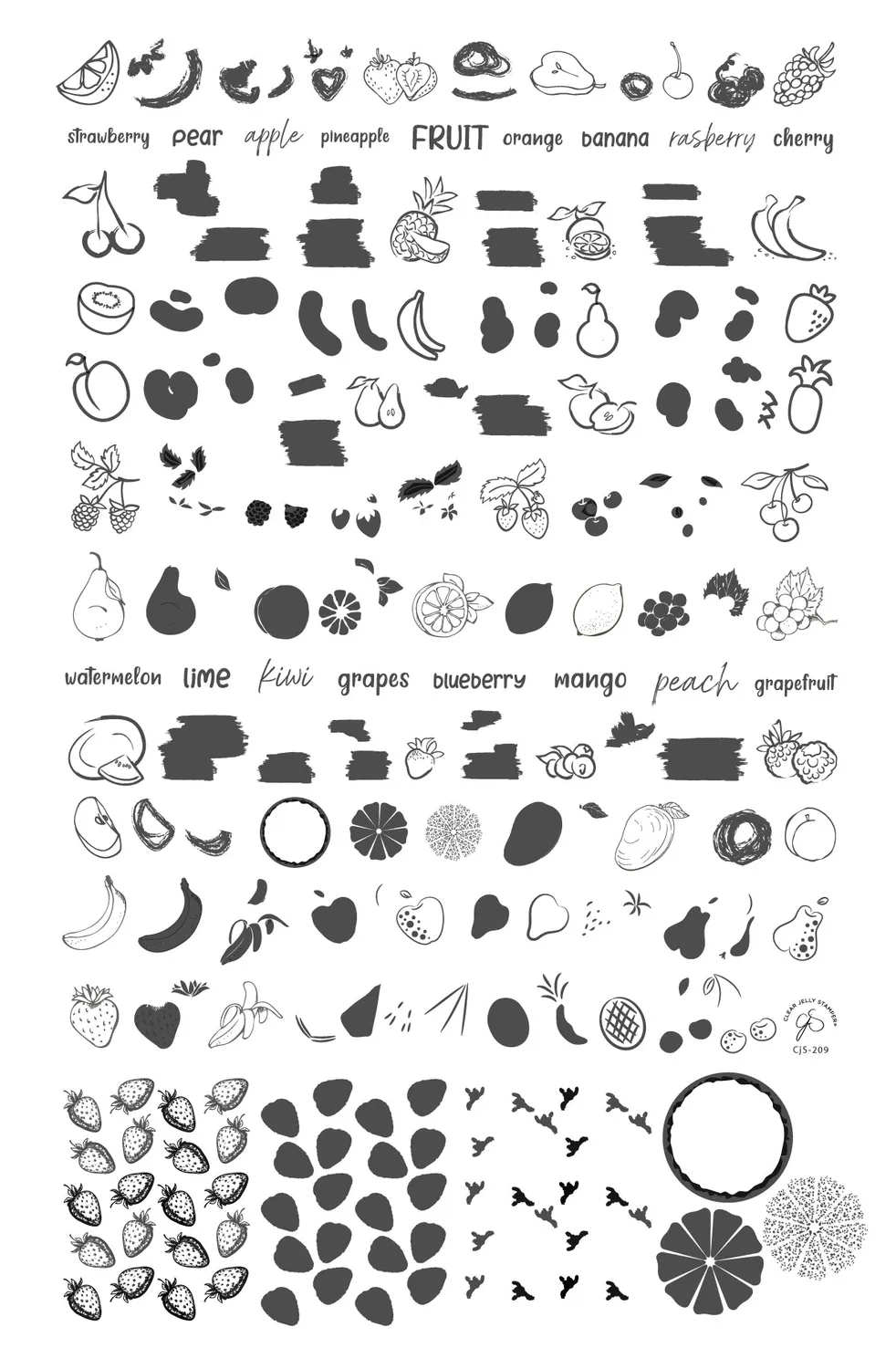Clear Jelly Stamper CjS-209 stamping plade fruit cocktail frugt