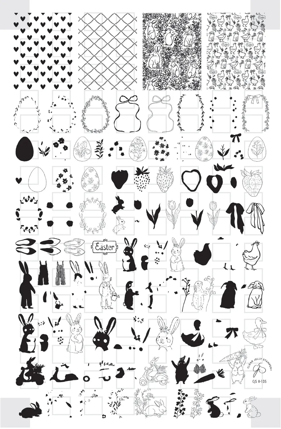 Clear Jelly Stamper CjSH-135 Heirloom Easter stamping plade påske 14cm