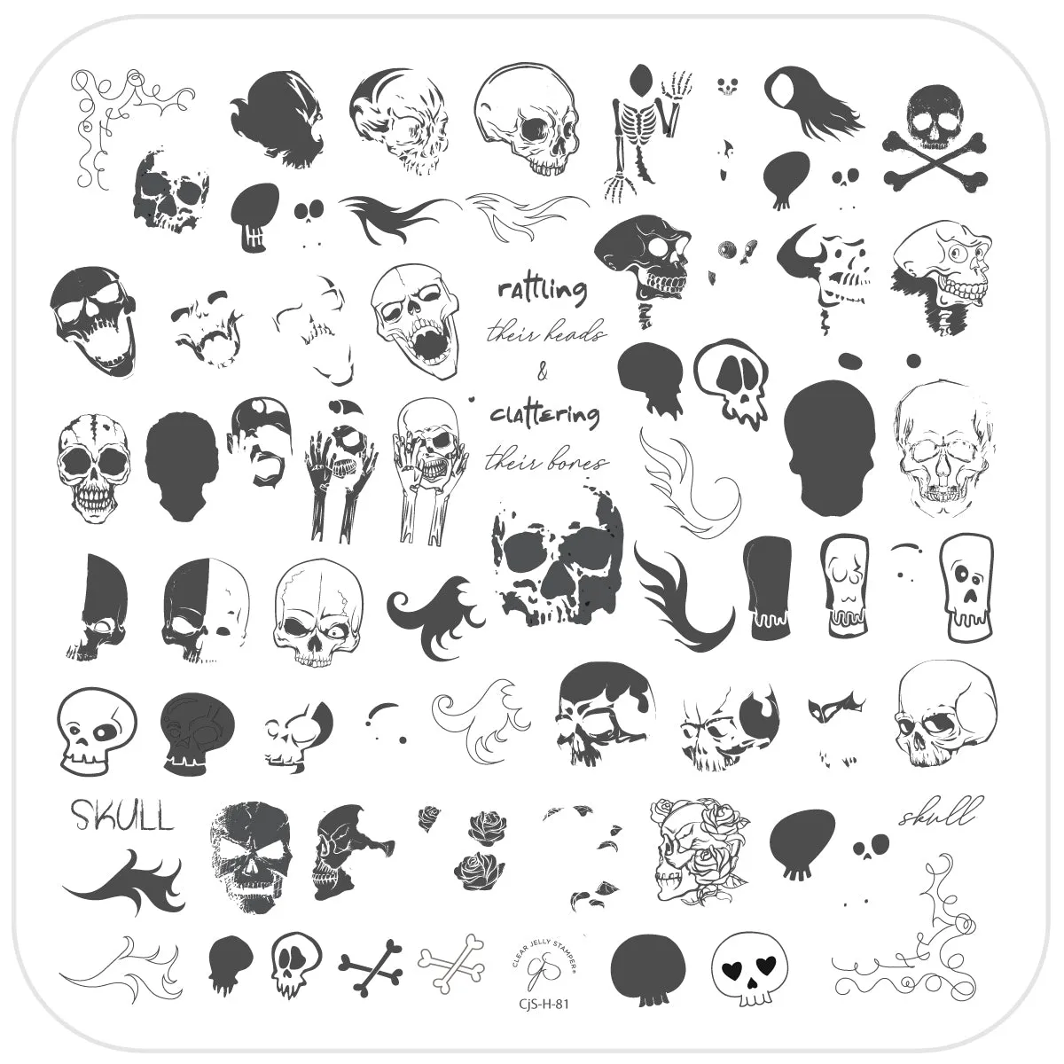 Clear Jelly Stamper CjS-H-81 Clattering Bones stampingplade halloween