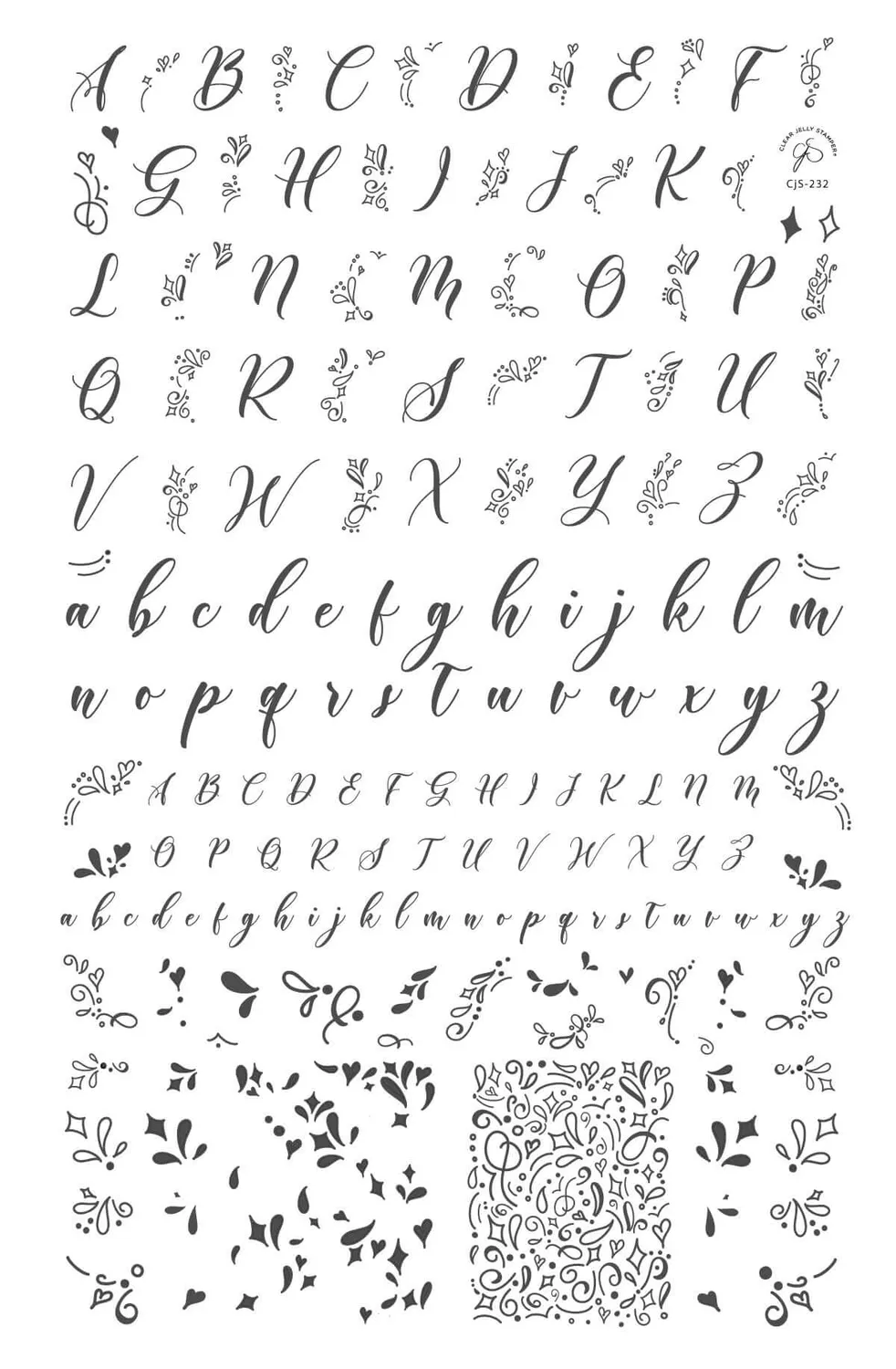 Clear Jelly Stamper CjS-232 Twirly Swirly stampingplade alfabet