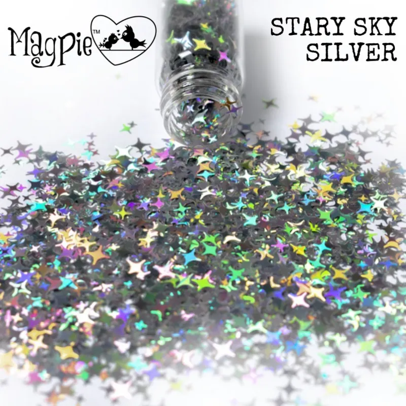 Indigo Nails Beautystones Silver Stary Sky neglepynt sølv