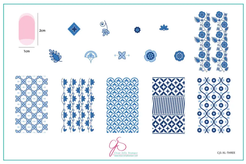 Clear Jelly Stamper XL-Three CjS-XL-THREE negleplade floral