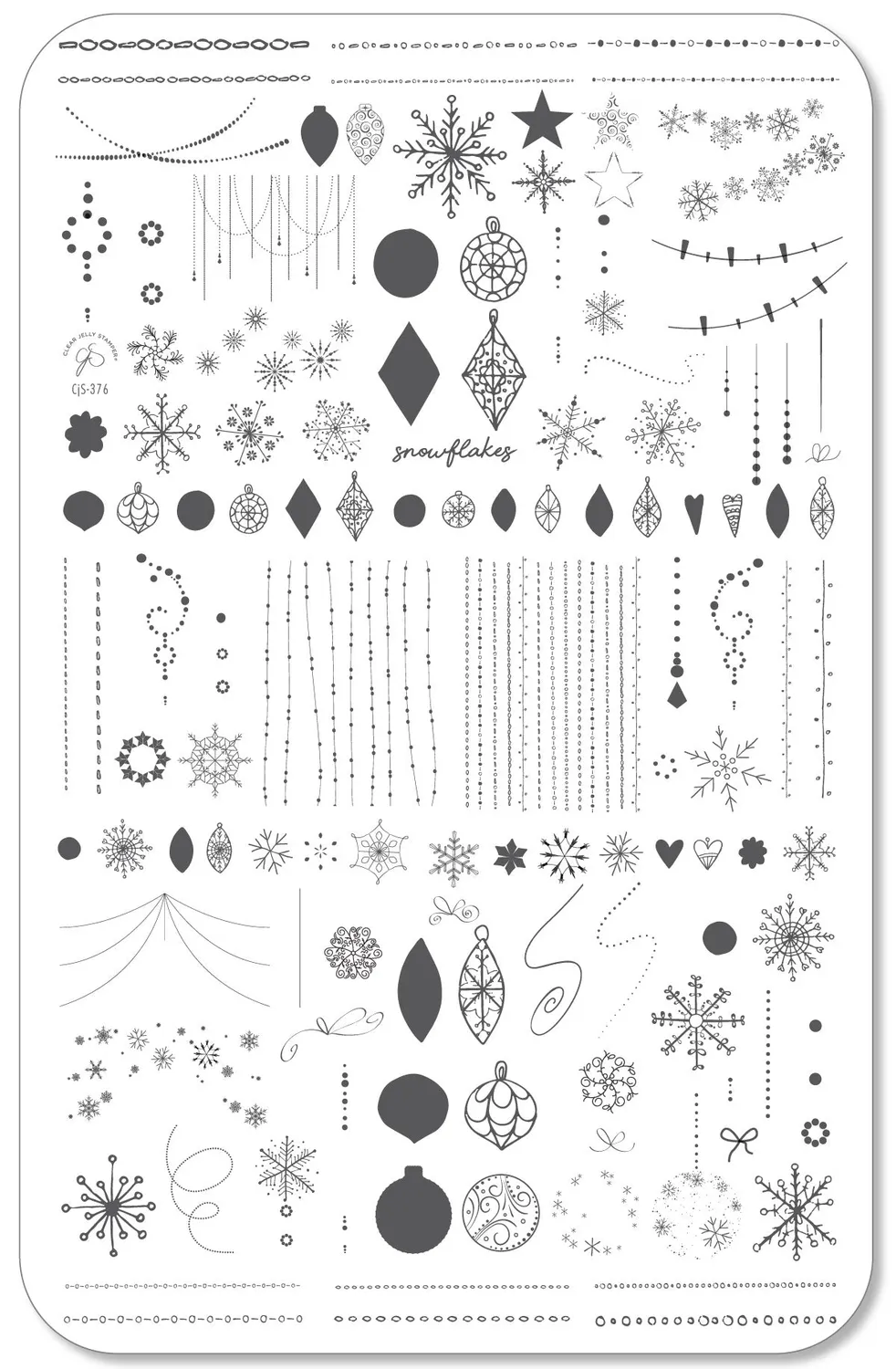 Clear Jelly Stamper CjS-376 stampingplade Snowflakes on Chains
