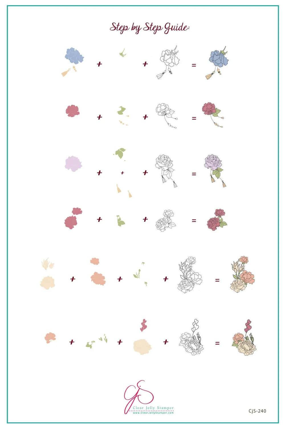 Clear Jelly Stamper CjS-240 Floral Tassel stampingplade blomster