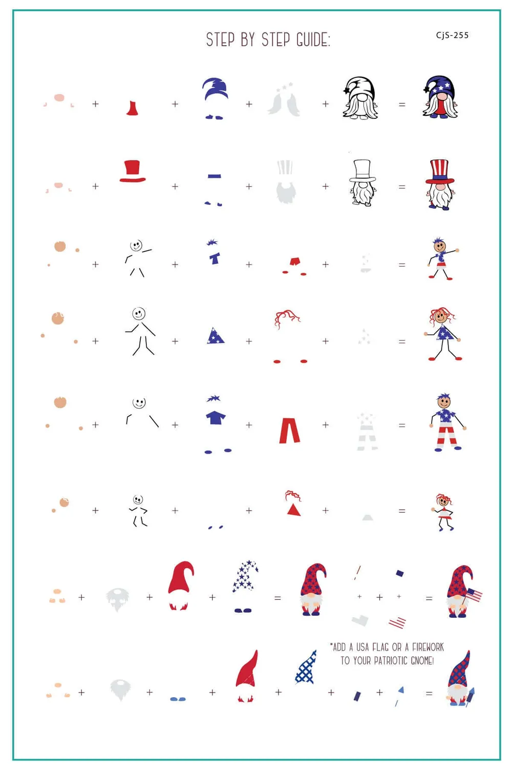 Clear Jelly Stamper Fourth of July CjS-255 stamping plade flag