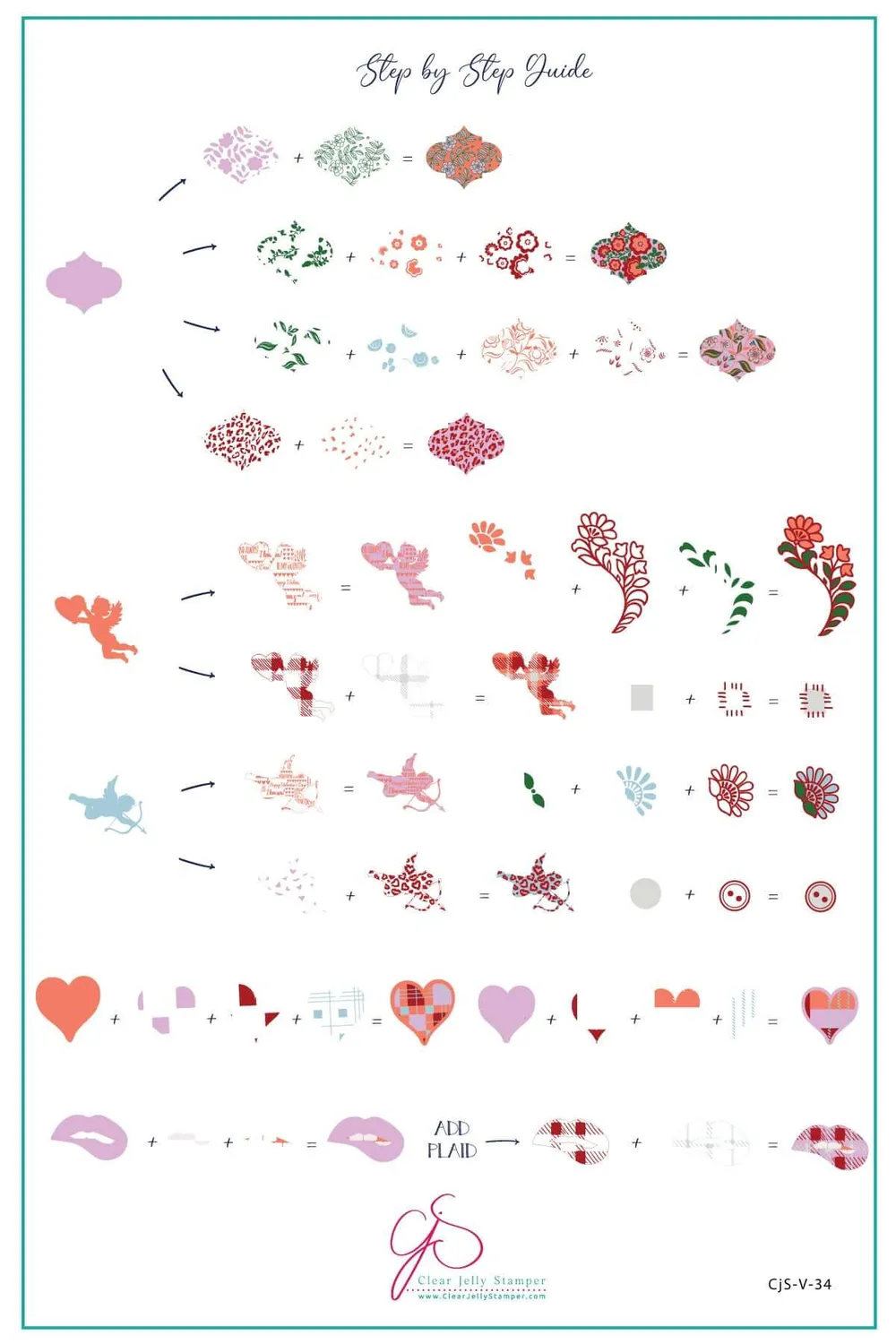 Clear Jelly Stamper Patterned Valentines CjSV-34 stemplingplade hjerter