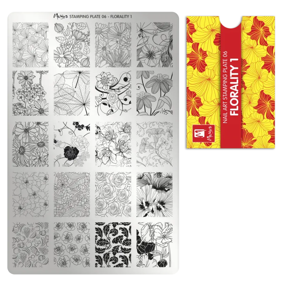 Moyra Stamping Plate 06 stampingplade Florality 1 blomster