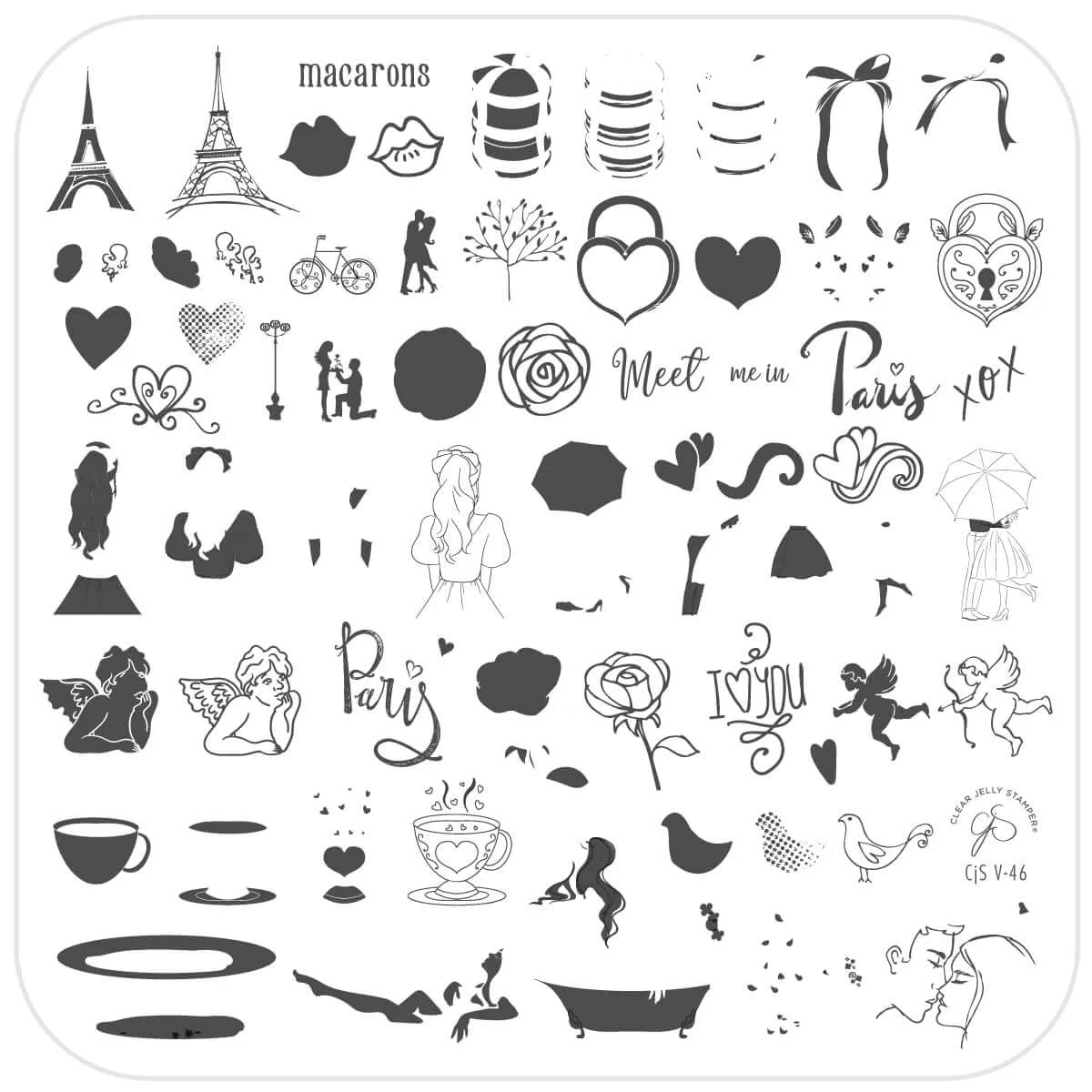 Clear Jelly Stamper CjSV-46 Meet Me in Paris stamping plade romantisk