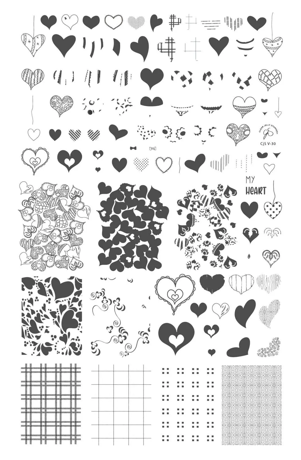 Clear Jelly Stamper Millions of Hearts CjSV-30 negleplade hjerter
