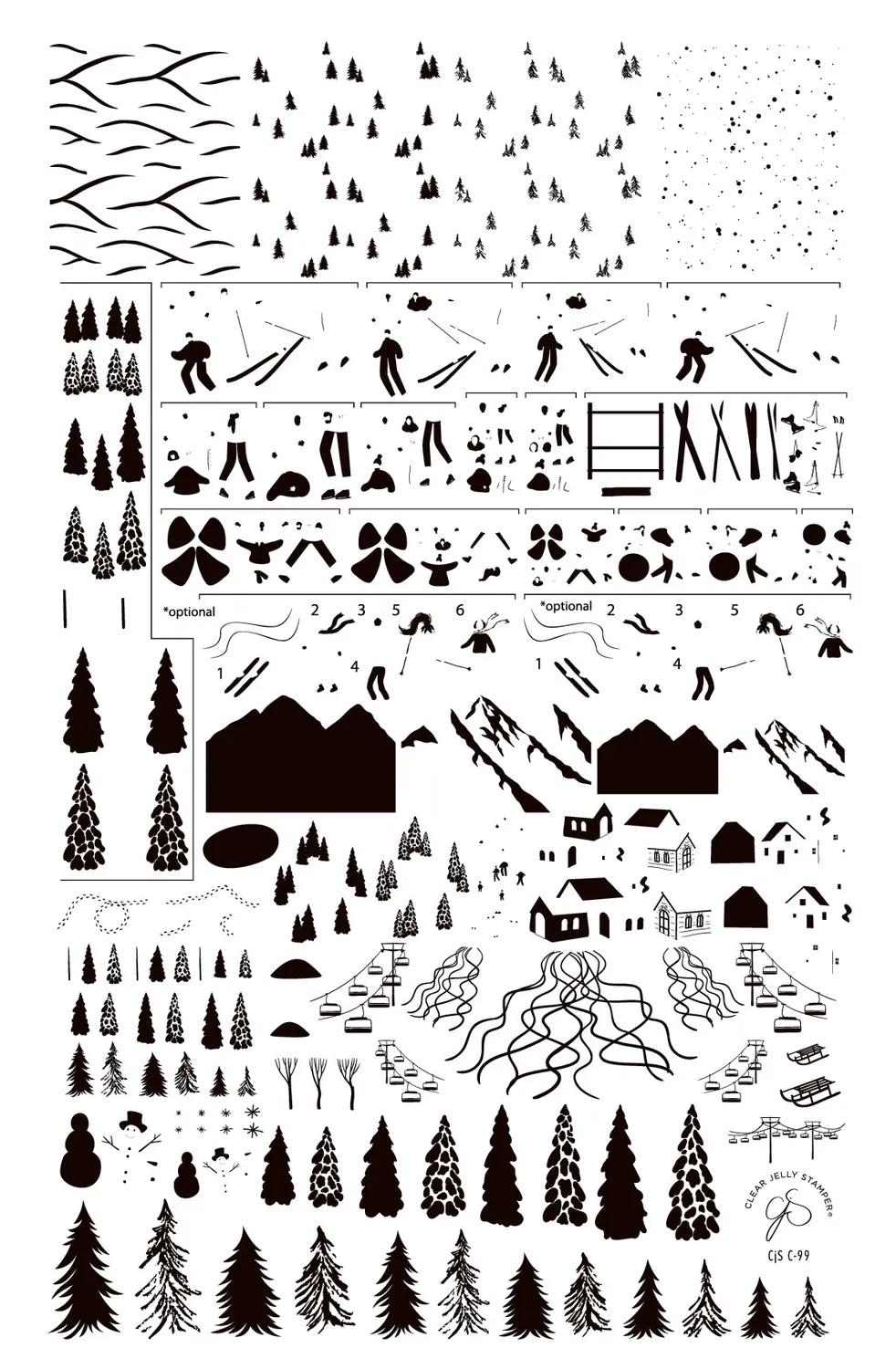 Clear Jelly Stamper CjSC-99 Tis the Ski-Son stampingplade ski
