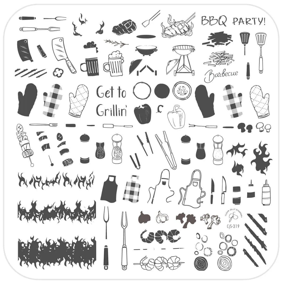 Clear Jelly Stamper Get to Grillin CjS-319 stampingplade 8x8