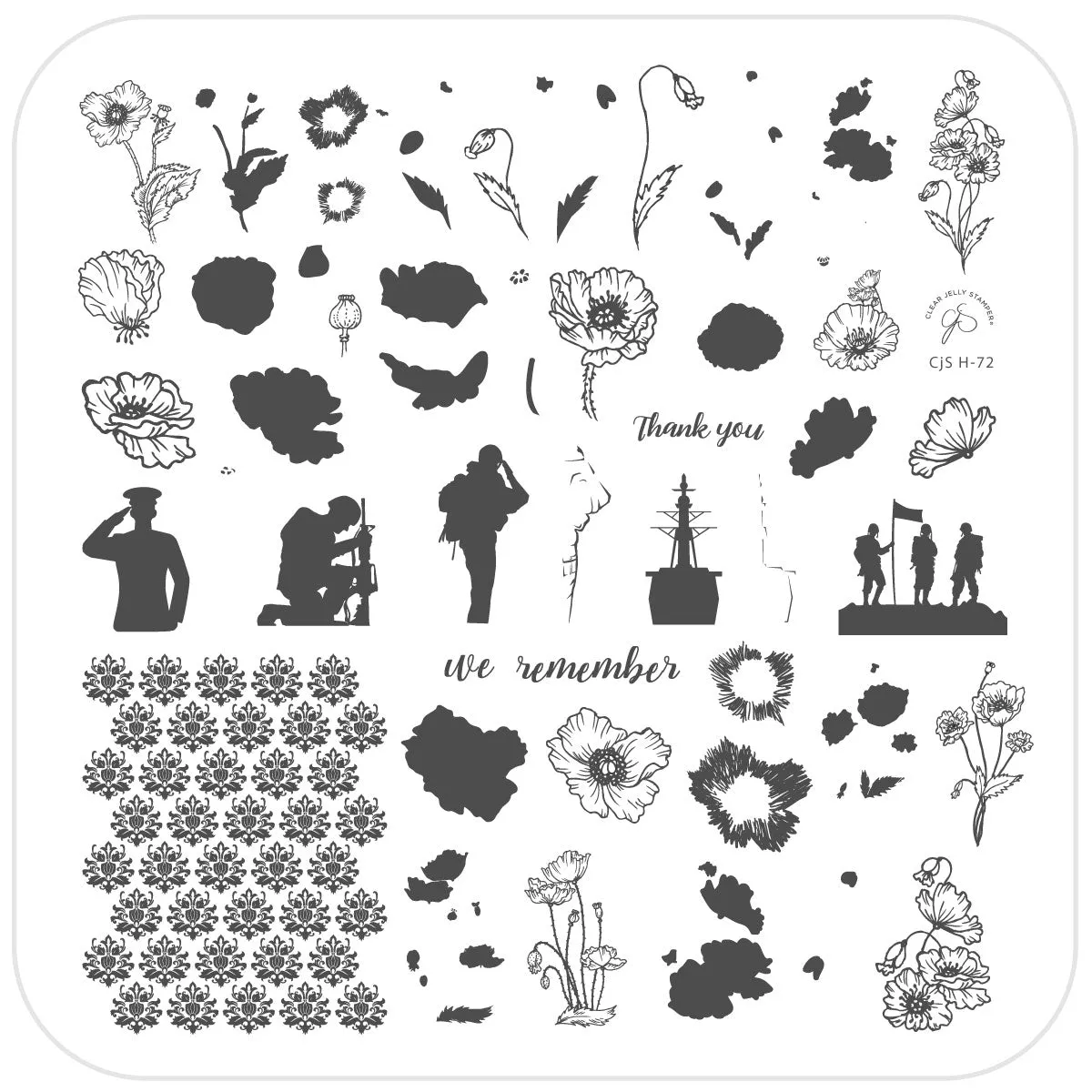 Clear Jelly Stamper CjSH-72 We Remember stempelplade valmue