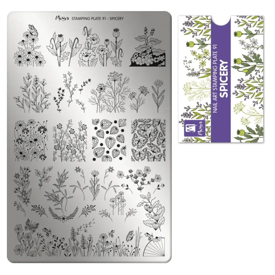 Moyra Stamping 91 Spicery stampingplade botanisk