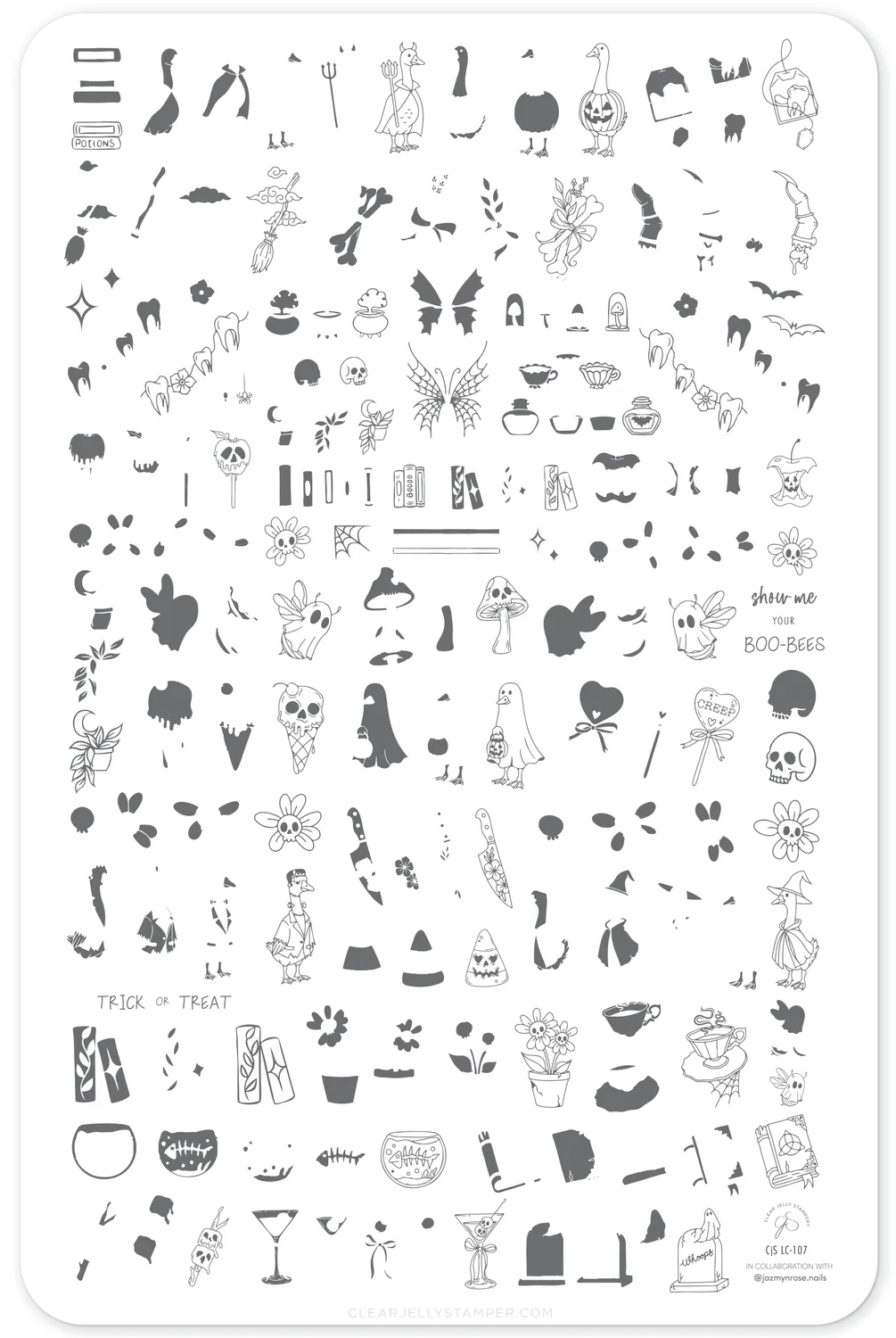 Clear Jelly Stamper LC-107 Honkus Pocus stamping plade halloween