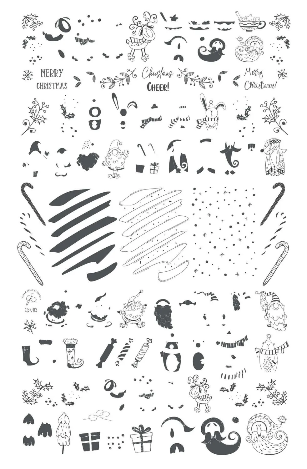 Clear Jelly Stamper CjSC-82 Candy Cane Lane stampingplade jul