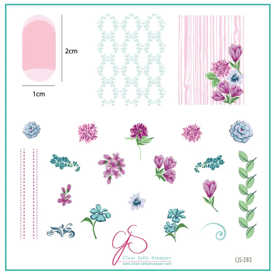 Clear Jelly Stamper Floral Blossom CjS-282 stampingplade 8x8 blomster