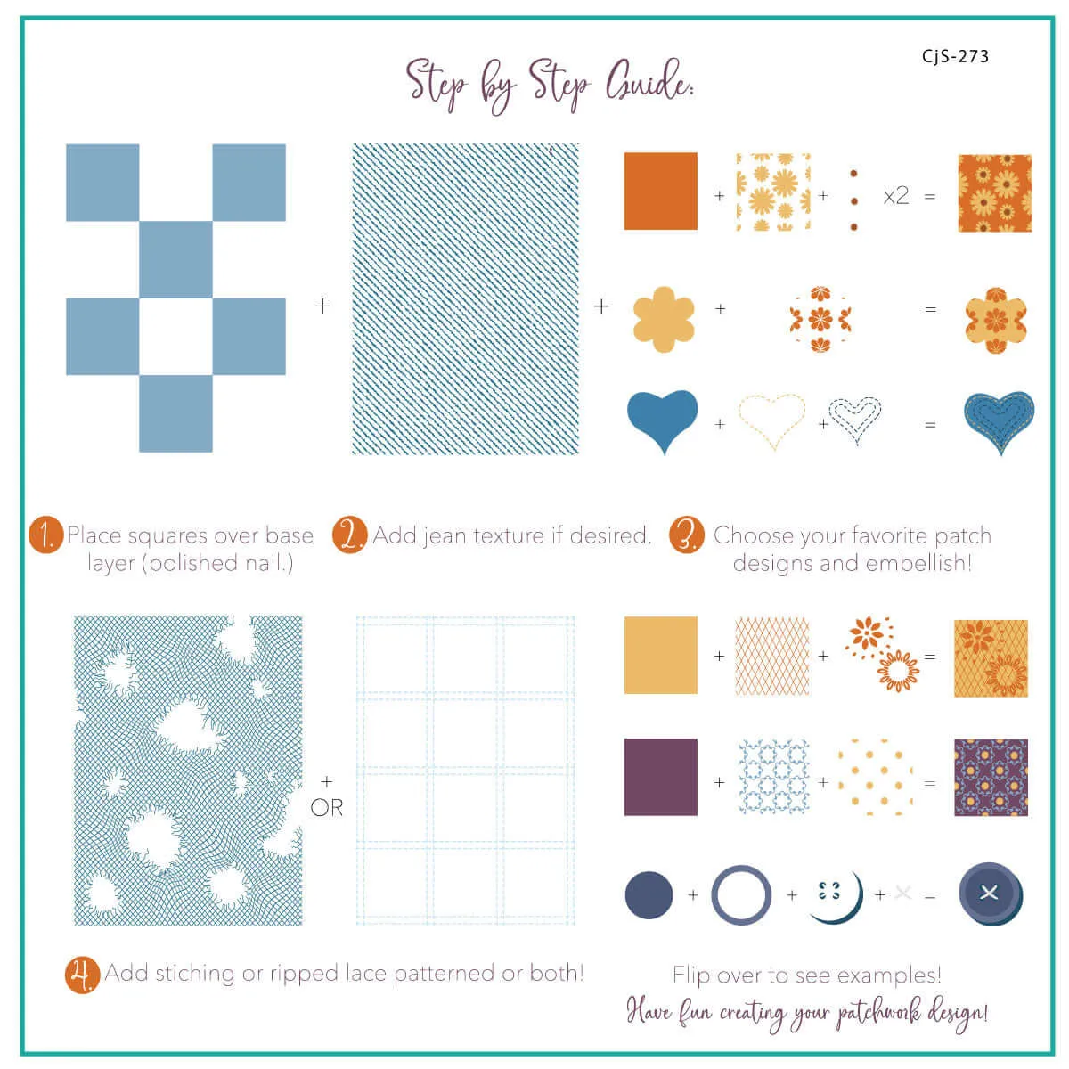Clear Jelly Stamper CJS-273 Denim Patchwork stampingplade layered