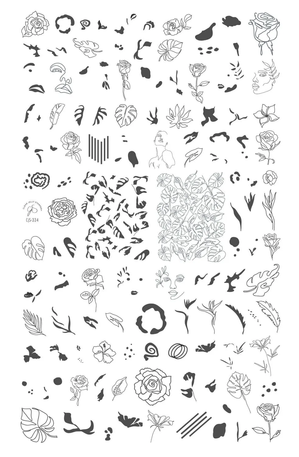 Clear Jelly Stamper CJS-334 Artsy stamping plade line art