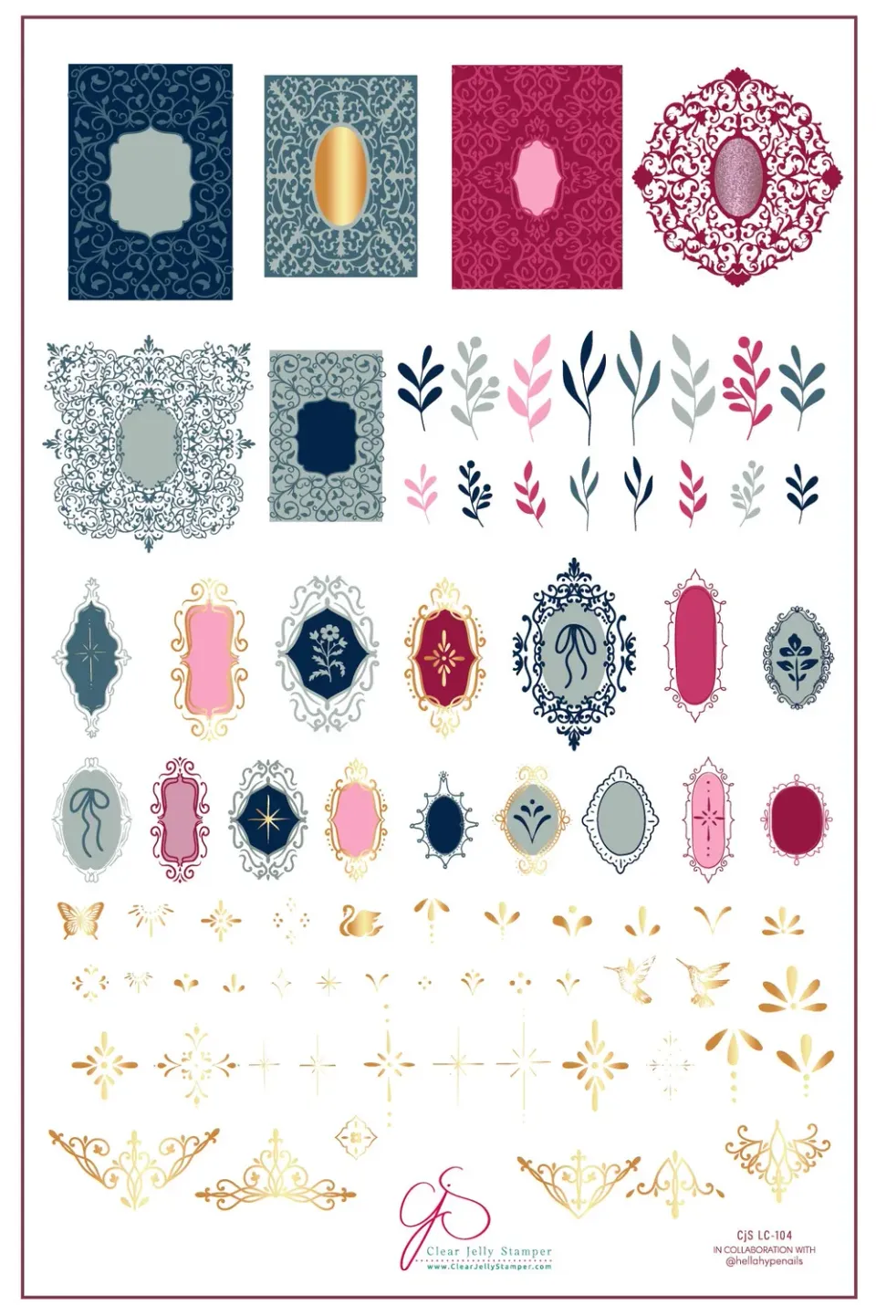 Clear Jelly Stamper Gilded Garden CjSLC-104 stampingplade 14x9 blomster