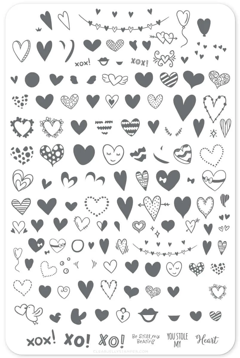 Clear Jelly Stamper CjSV-10 P.S. I Heart You stampingplade hjerte