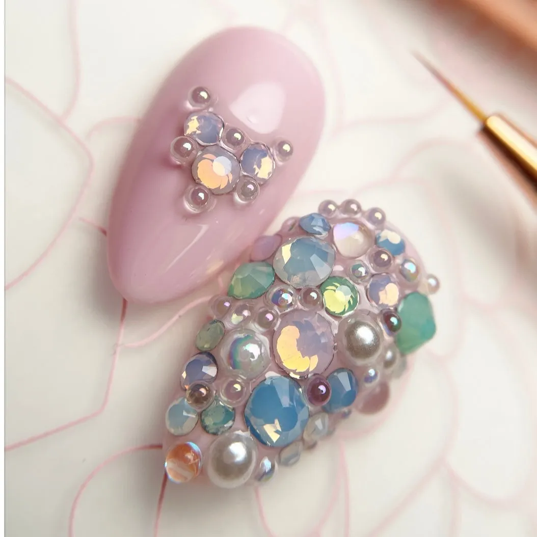 Clear Jelly Stamper KoKo & Claire Crystal Wheels neglepynt pastel