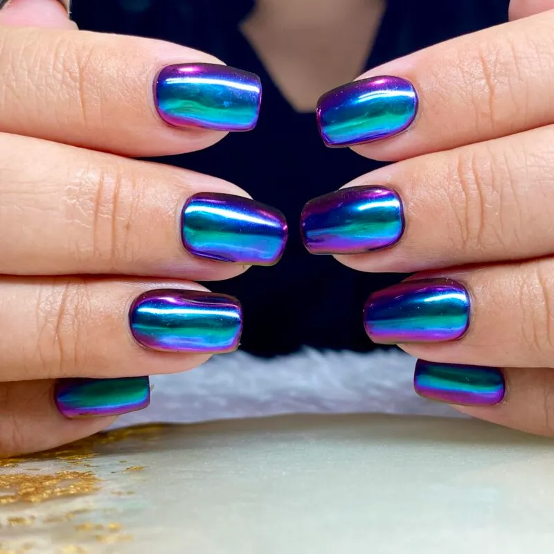 Indigo Nails Winifred chrome pulver spejleffekt