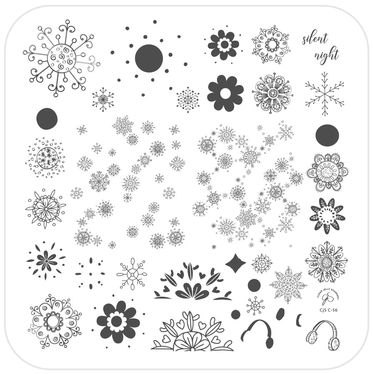 Clear Jelly Stamper CjSC-56 Silent Night stamping plade 8x8
