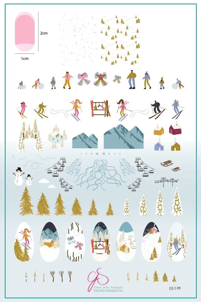 Clear Jelly Stamper CjSC-99 Tis the Ski-Son stampingplade ski