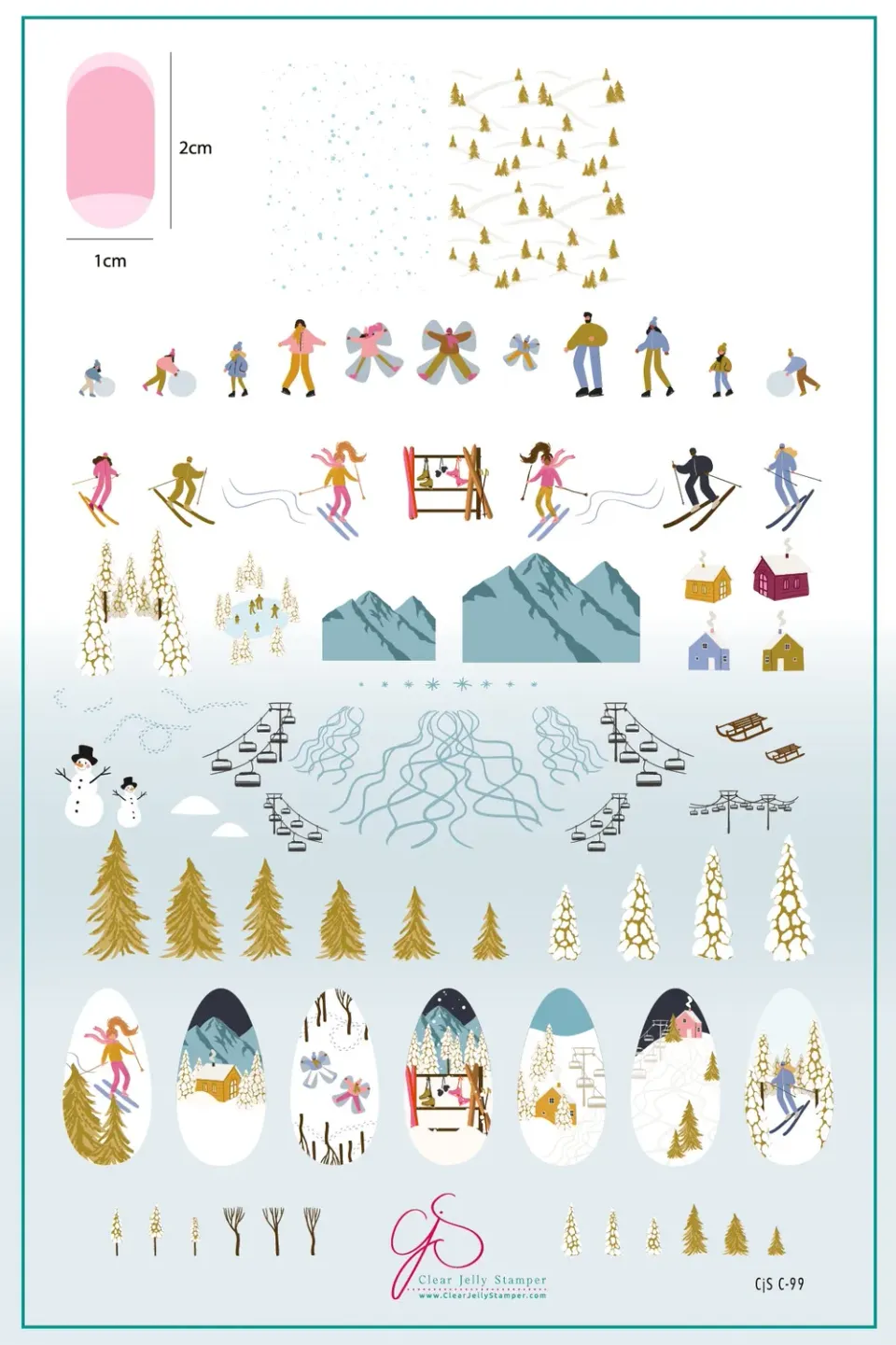 Clear Jelly Stamper CjSC-99 Tis the Ski-Son stampingplade ski